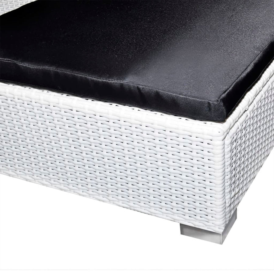 -Delige Loungeset Met Kussens Poly Rattan Wit