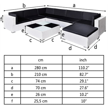 -Delige Loungeset Met Kussens Poly Rattan Wit
