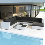 Loungeset 8-delig poly rattan wit
