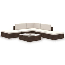 6-Delige Loungeset Met Kussens Poly Rattan Bruin