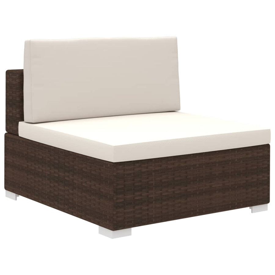 6-Delige Loungeset Met Kussens Poly Rattan Bruin