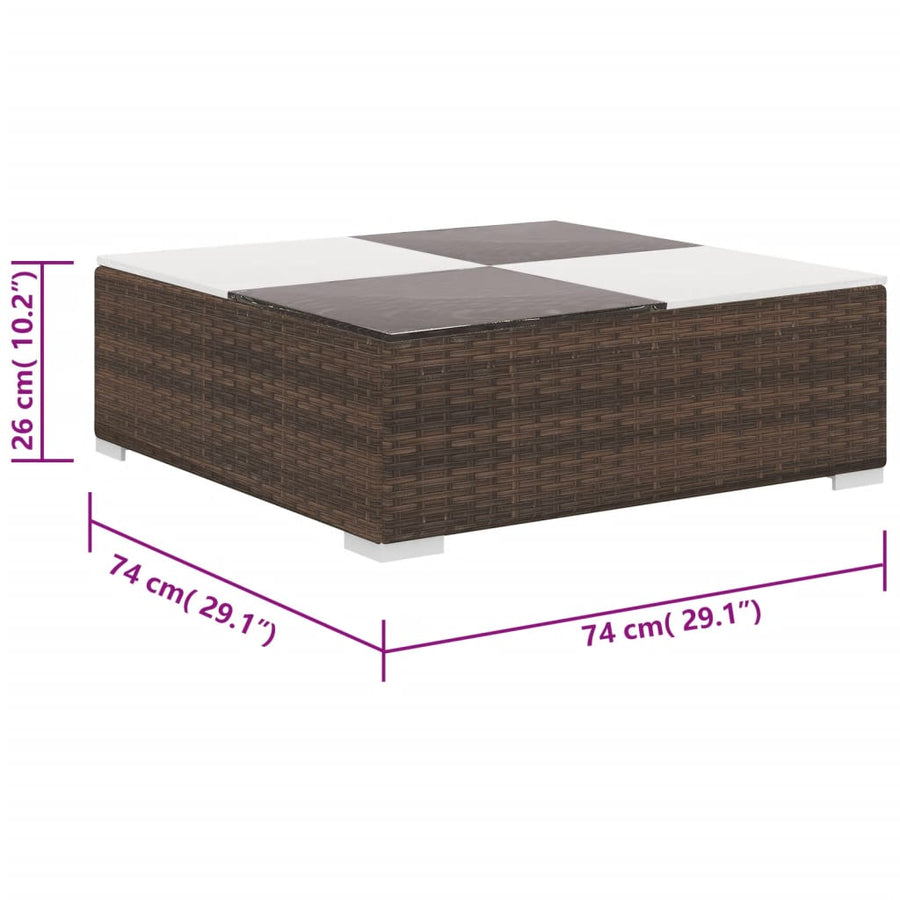 6-Delige Loungeset Met Kussens Poly Rattan Bruin
