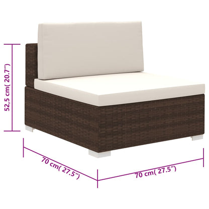 6-Delige Loungeset Met Kussens Poly Rattan Bruin