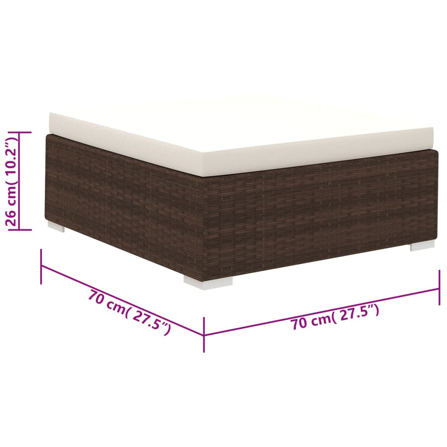 6-Delige Loungeset Met Kussens Poly Rattan Bruin