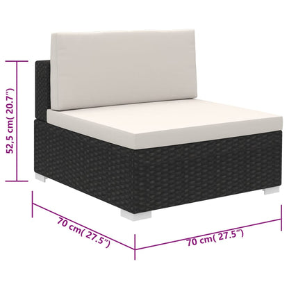 6-Delige Loungeset Met Kussens Poly Rattan Zwart