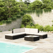 Loungeset 6-delig poly rattan zwart