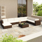 -Delige Loungeset Met Kussens Poly Rattan Bruin