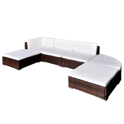 -Delige Loungeset Met Kussens Poly Rattan Bruin