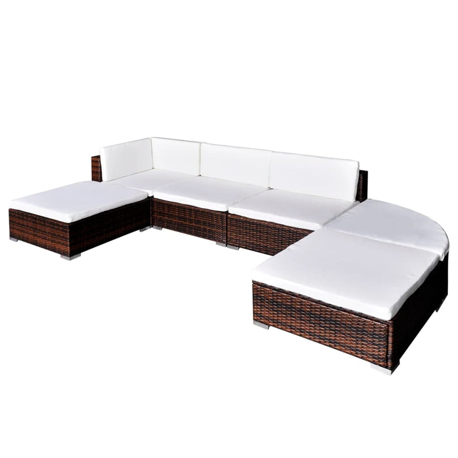 -Delige Loungeset Met Kussens Poly Rattan Bruin