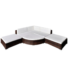 -Delige Loungeset Met Kussens Poly Rattan Bruin