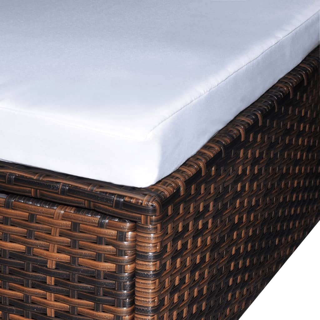 -Delige Loungeset Met Kussens Poly Rattan Bruin