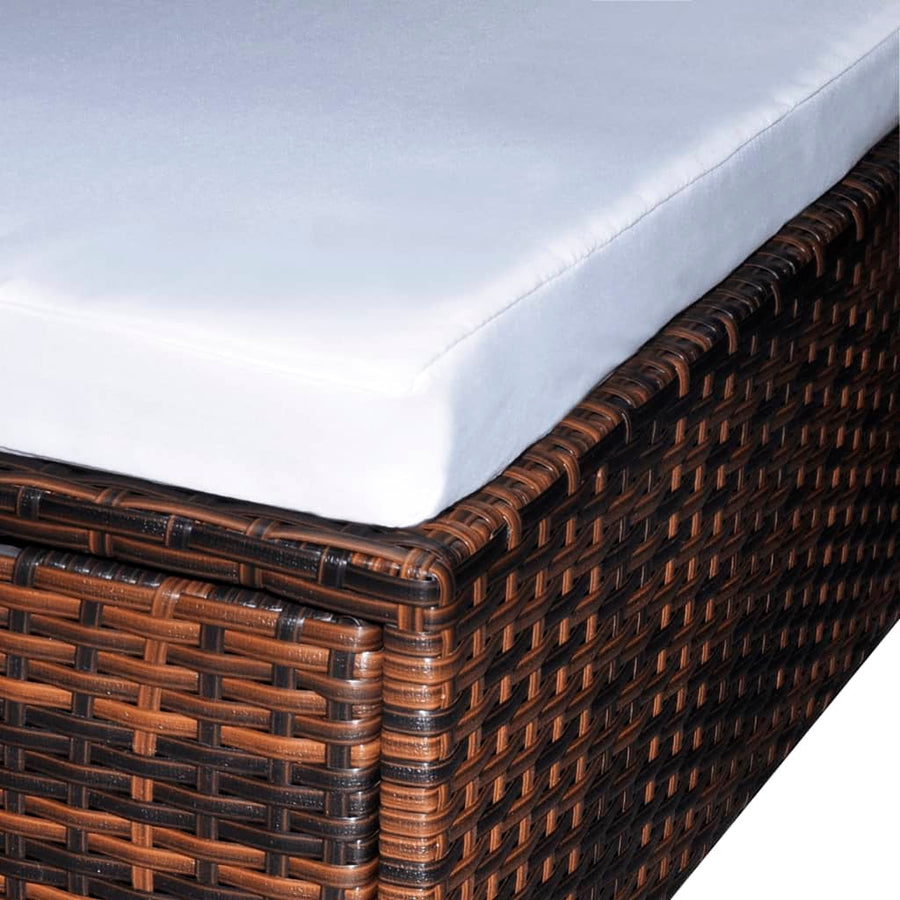 -Delige Loungeset Met Kussens Poly Rattan Bruin