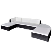 Loungeset 6-delig poly rattan zwart