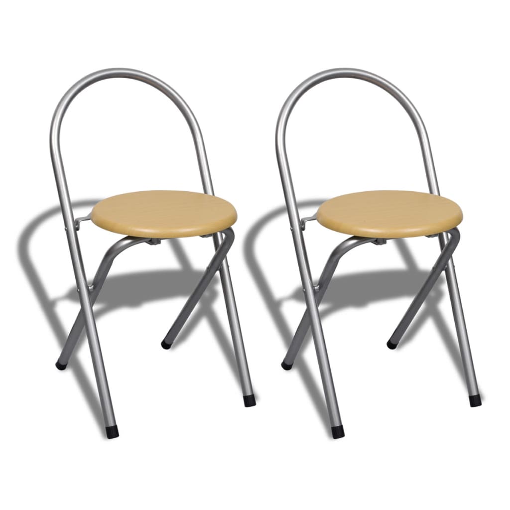 Ontbijttafelset Met Twee Stoelen (Inklapbaar) Lichtbruin en zilver