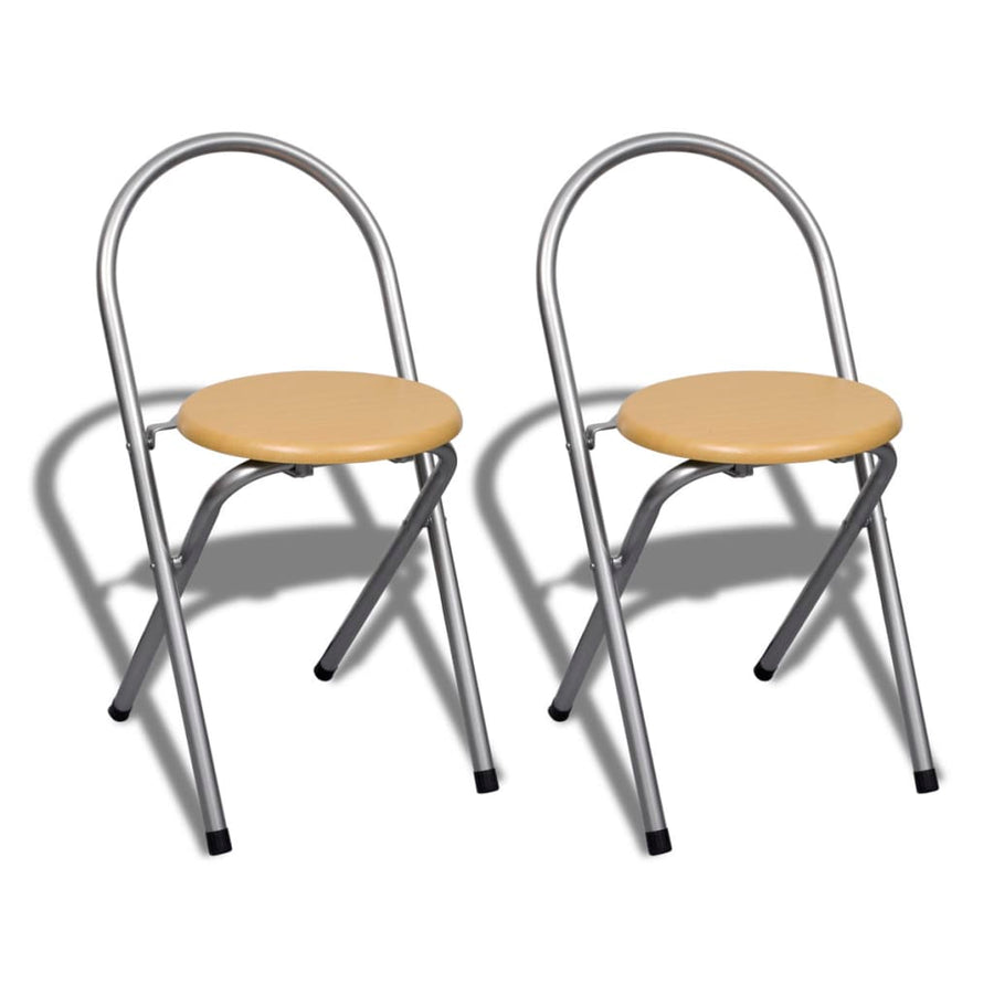 Ontbijttafelset Met Twee Stoelen (Inklapbaar) Lichtbruin en zilver