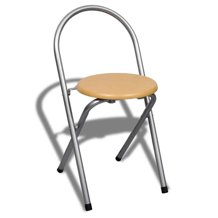 Ontbijttafelset Met Twee Stoelen (Inklapbaar) Lichtbruin en zilver