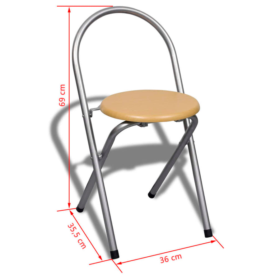 Ontbijttafelset Met Twee Stoelen (Inklapbaar) Lichtbruin en zilver
