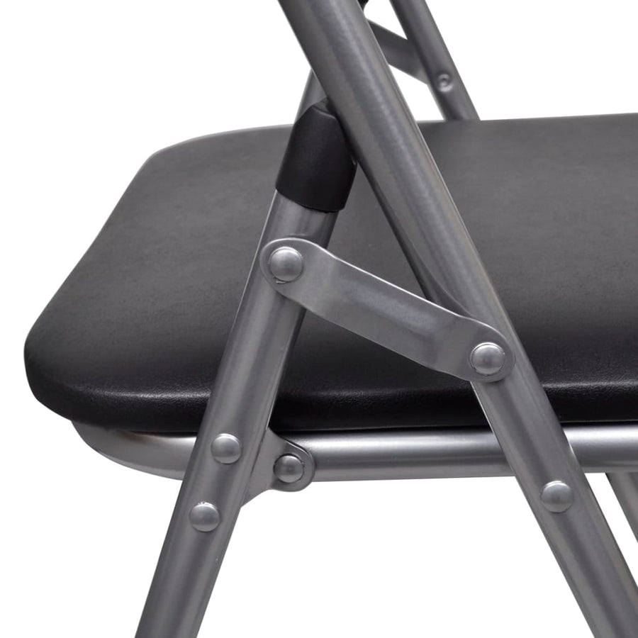 Eetkamerstoelen Inklapbaar 6 St Kunstleer En Staal Zwart