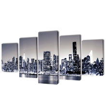 Canvas Muurdruk Set Monochroom New York Skyline 100 X 50 Cm Zwart-wit New York