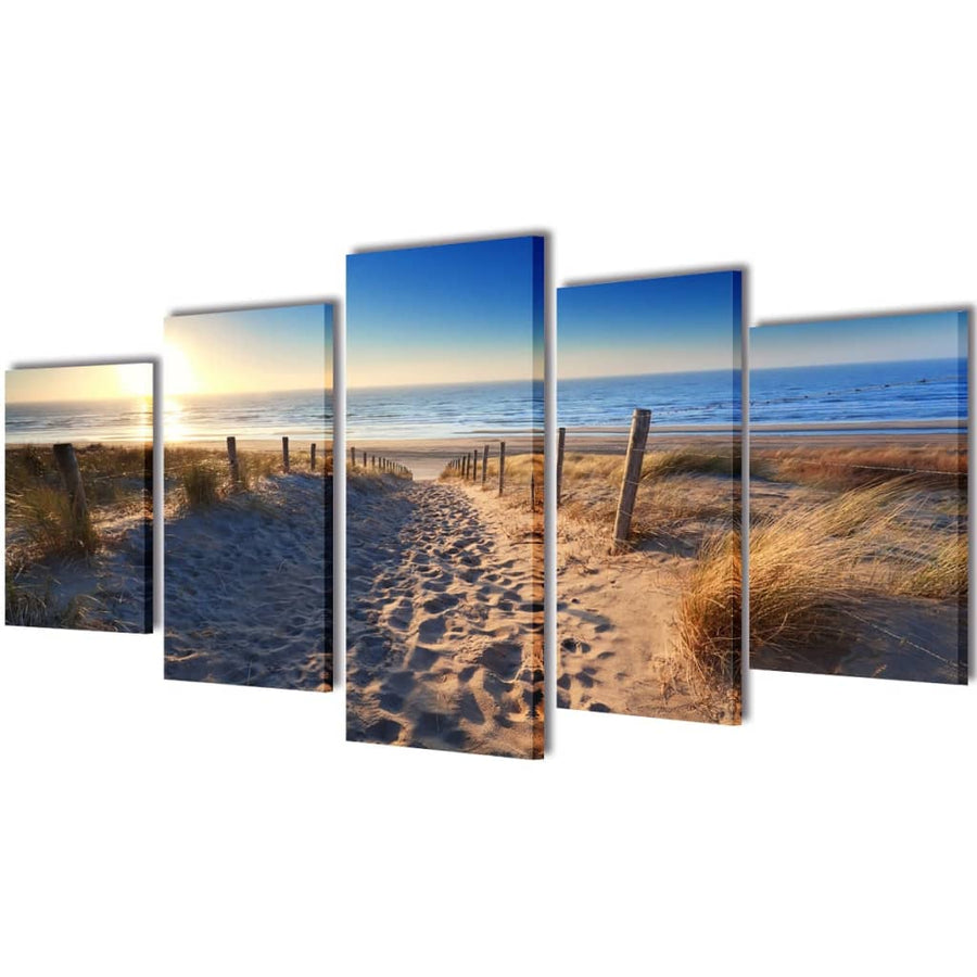 Canvas Muurdruk Set 100 x 50 cm Zandstrand