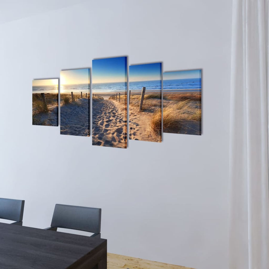 Canvas Muurdruk Set 100 x 50 cm Zandstrand