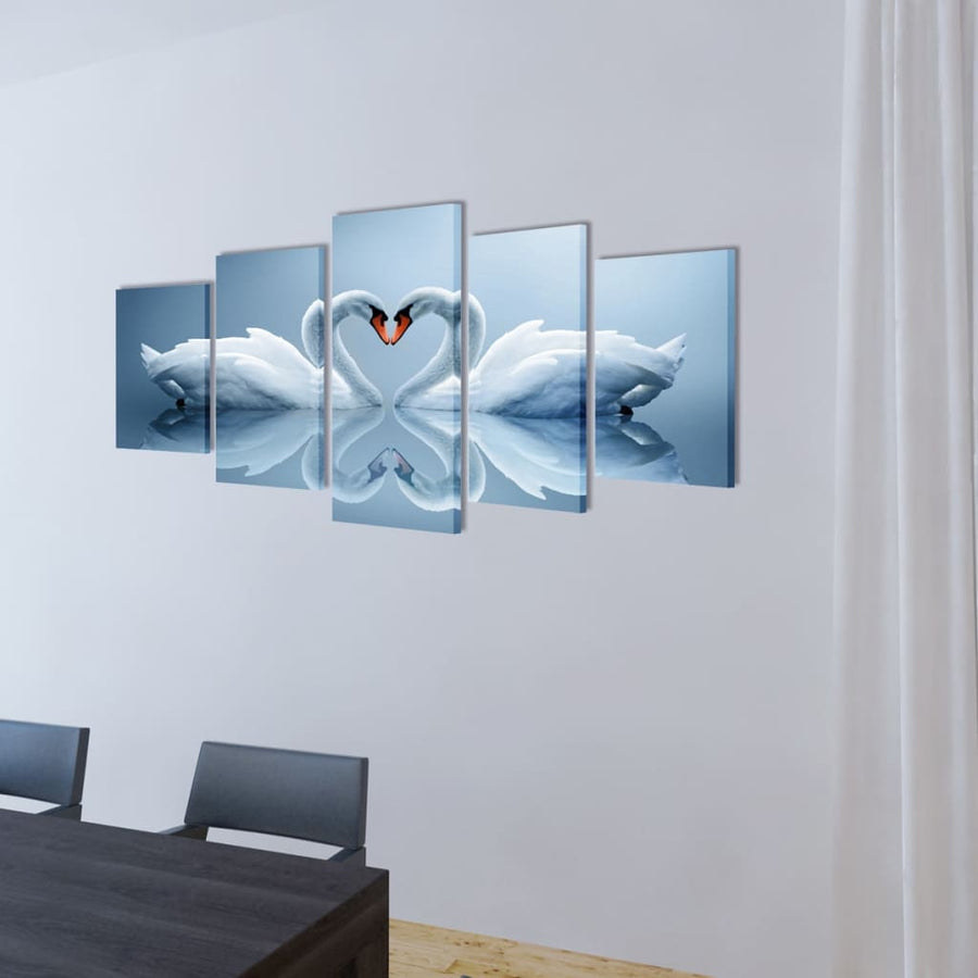 Canvas Muurdruk Set Zwaan 200 X 100 Cm