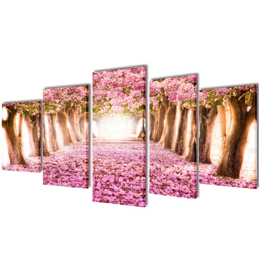 Canvas Muurdruk Print Set 200 X 100 Cm Kersenbloesem