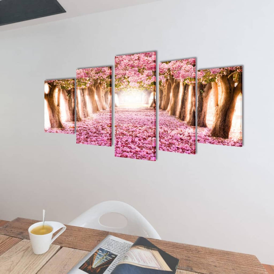 Canvas Muurdruk Print Set 200 X 100 Cm Kersenbloesem