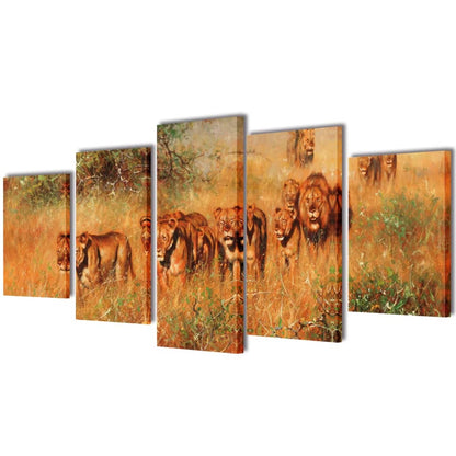 Canvas Muurdruk Set 100 X 50 Cm Leeuw
