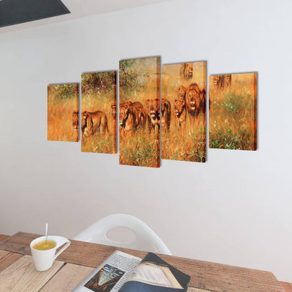 Canvas Muurdruk Set 100 X 50 Cm Leeuw