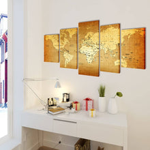 Canvas Muurdruk Print Set 200 X 100 Cm Wereldkaart