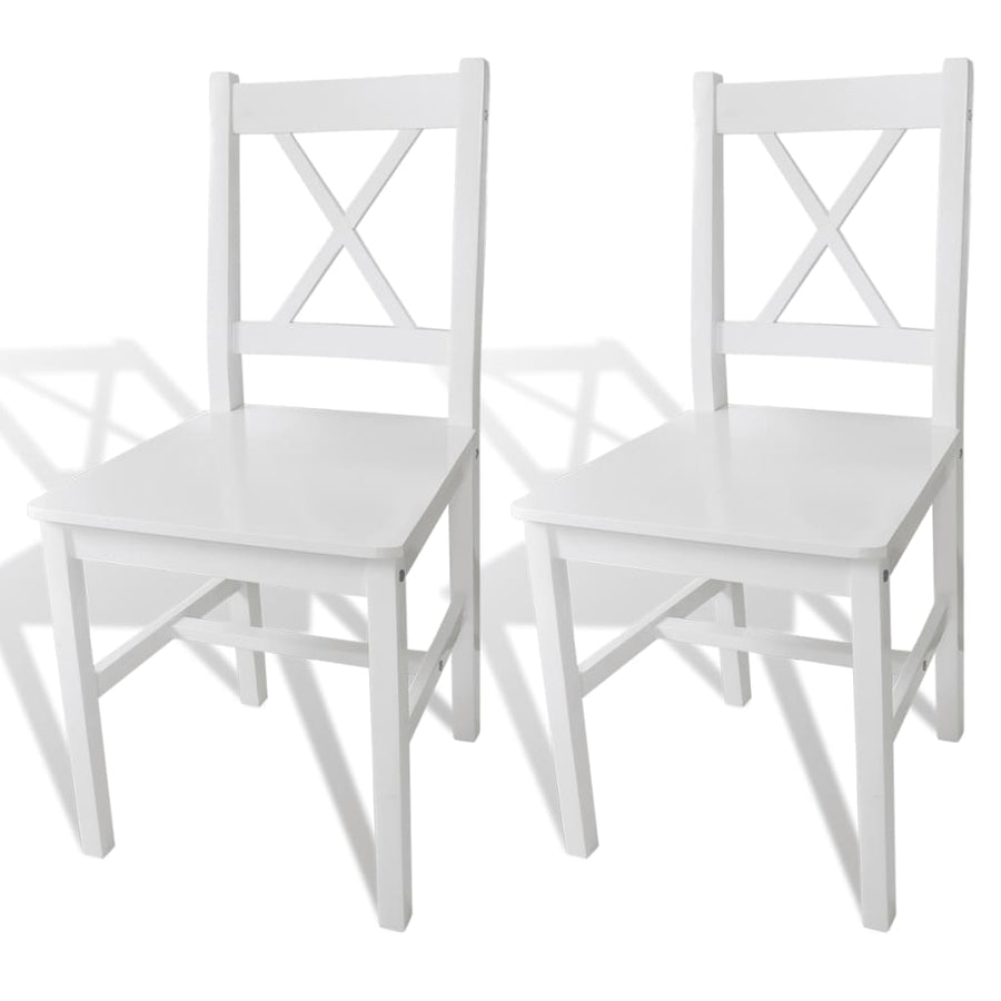 Eetkamerstoelen Grenenhout 2 Wit