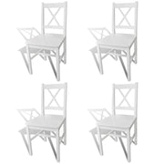 Eetkamerstoelen 4 st massief grenenhout wit
