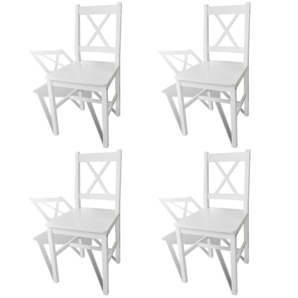 Eetkamerstoelen Grenenhout 4 Wit