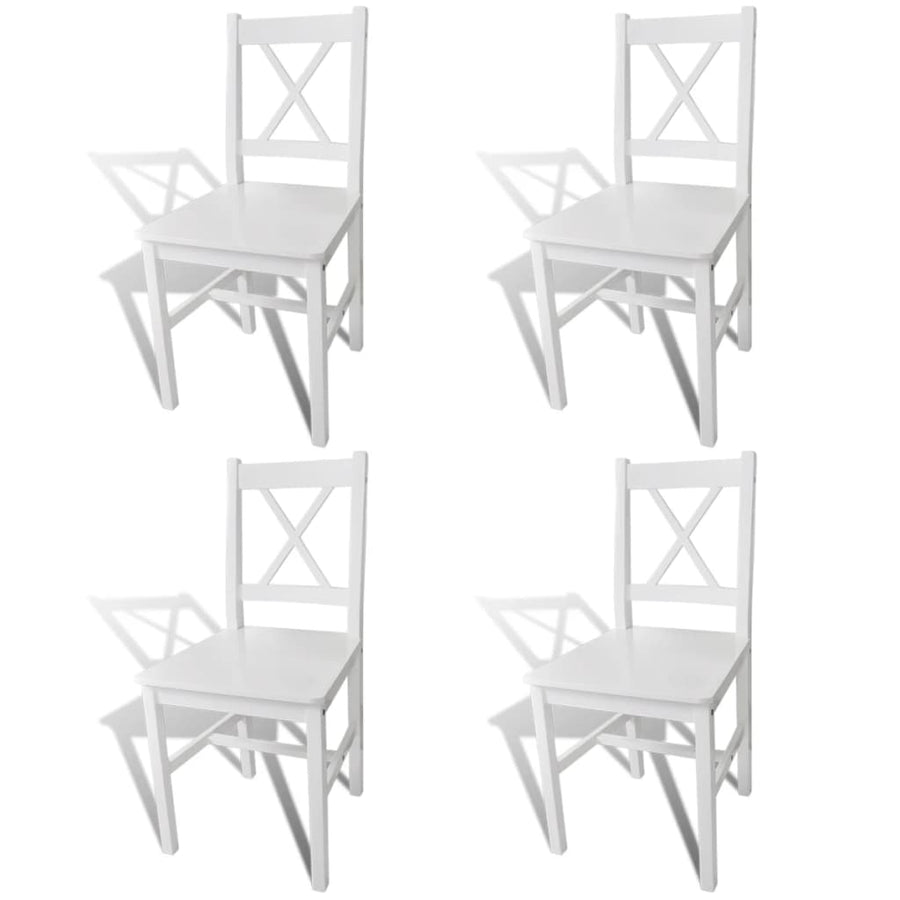 Eetkamerstoelen Grenenhout 4 Wit