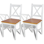 Eetkamerstoelen 2 st massief grenenhout wit
