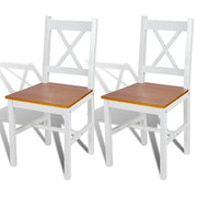Eetkamerstoelen 2 st massief grenenhout wit