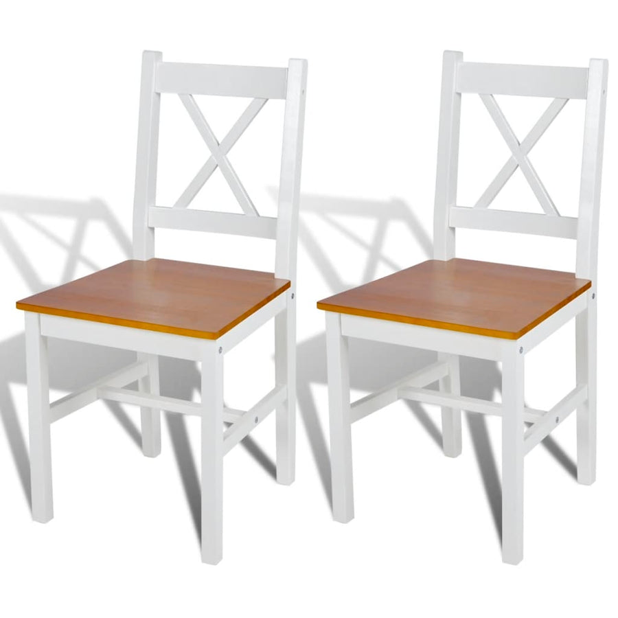 Eetkamerstoelen Grenenhout 2 wit en beige