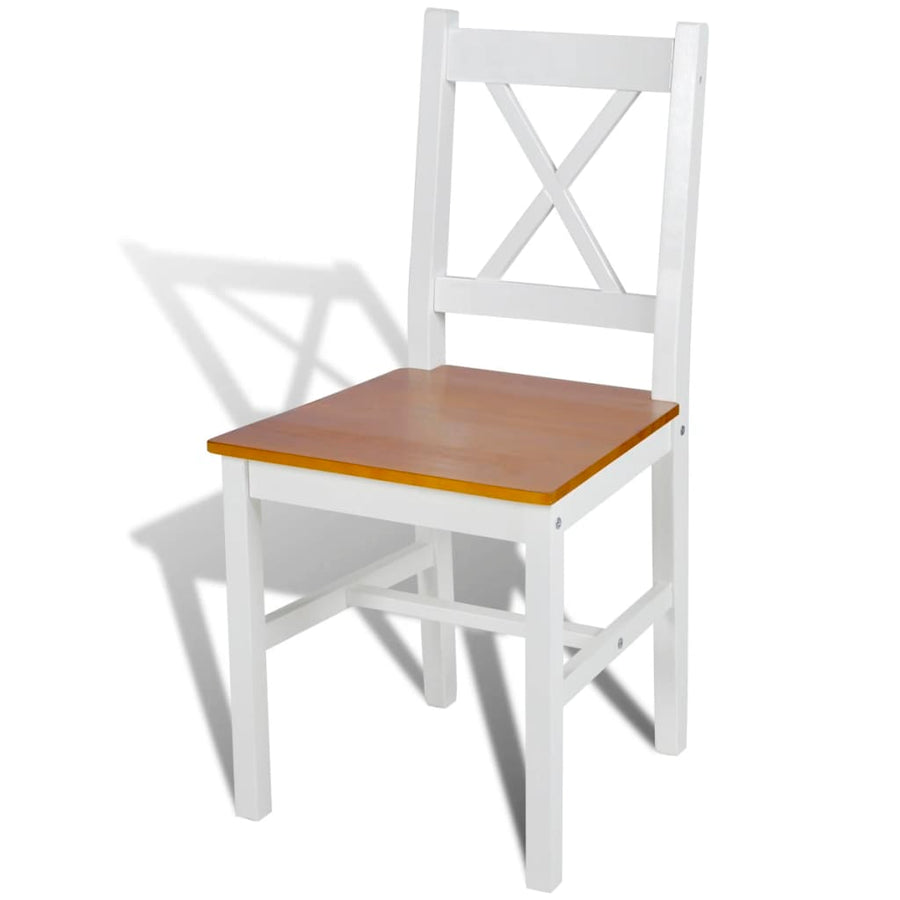 Eetkamerstoelen Grenenhout 2 wit en beige