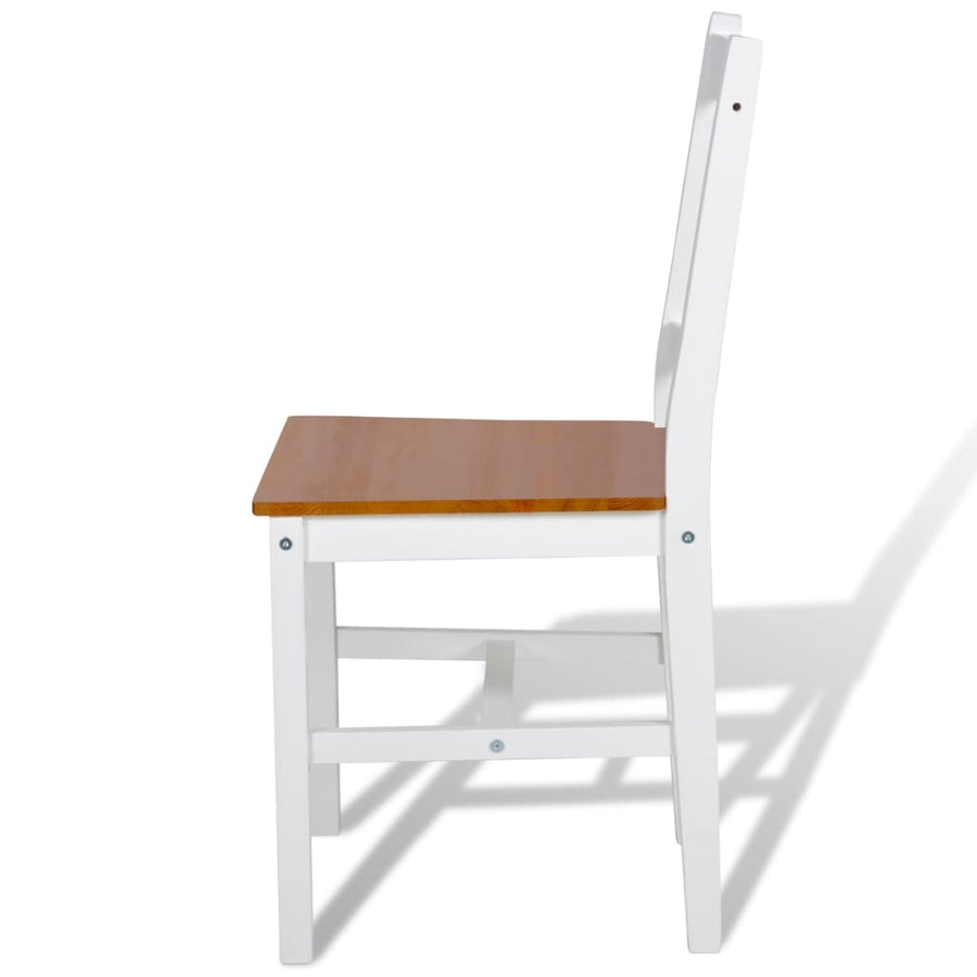 Eetkamerstoelen Grenenhout 2 wit en beige