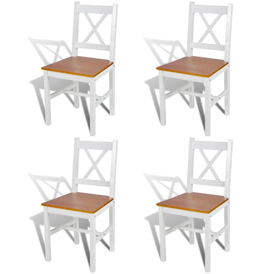 Eetkamerstoelen Grenenhout 4 wit en beige