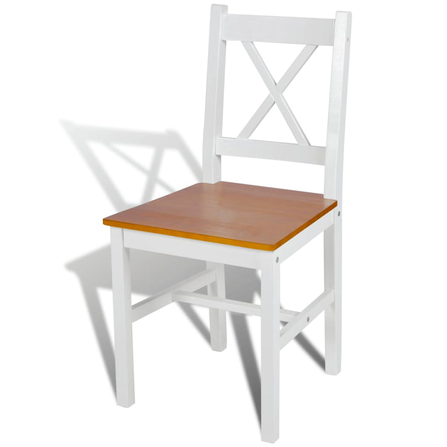 Eetkamerstoelen Grenenhout 4 wit en beige