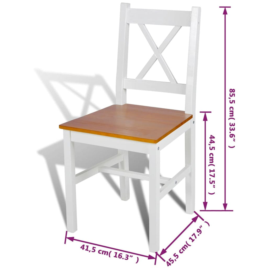 Eetkamerstoelen Grenenhout 4 wit en beige