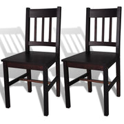 Eetkamerstoelen 2 st massief grenenhout donkerbruin
