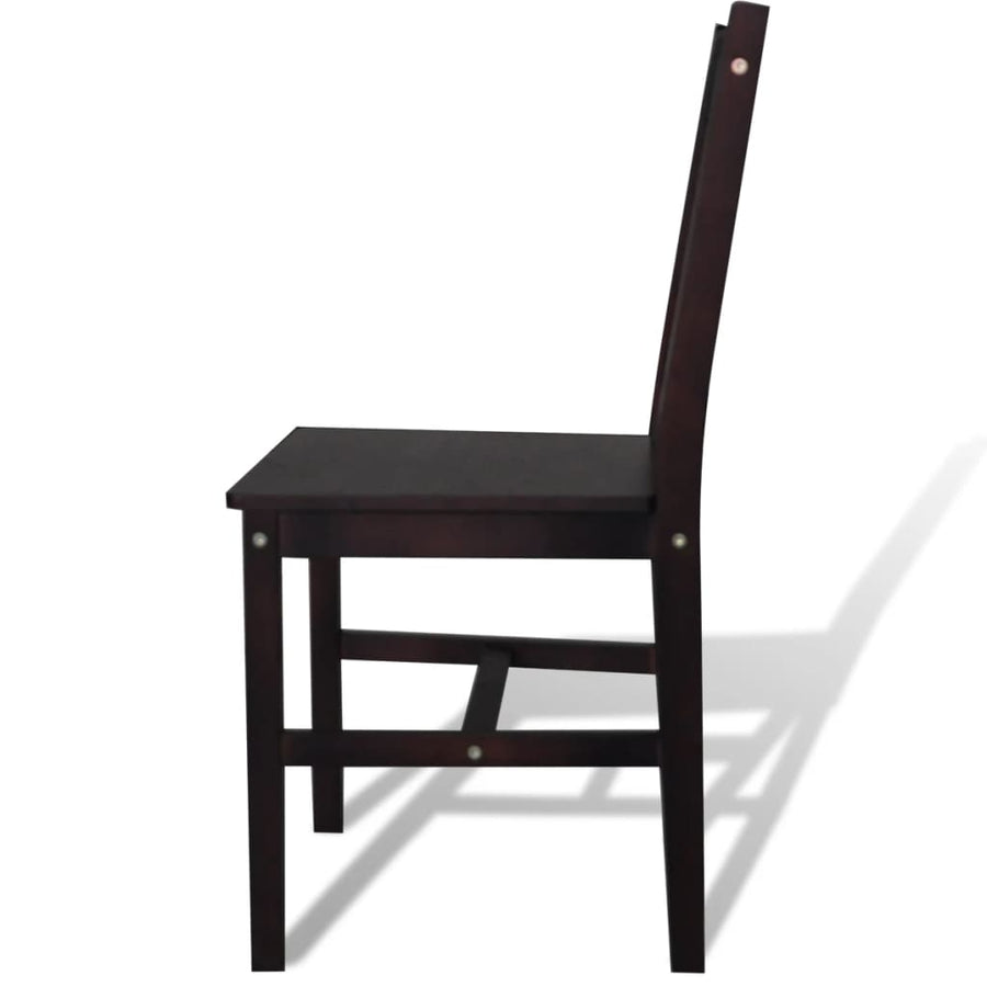 Eetkamerstoelen Grenenhout 2 Donkerbruin