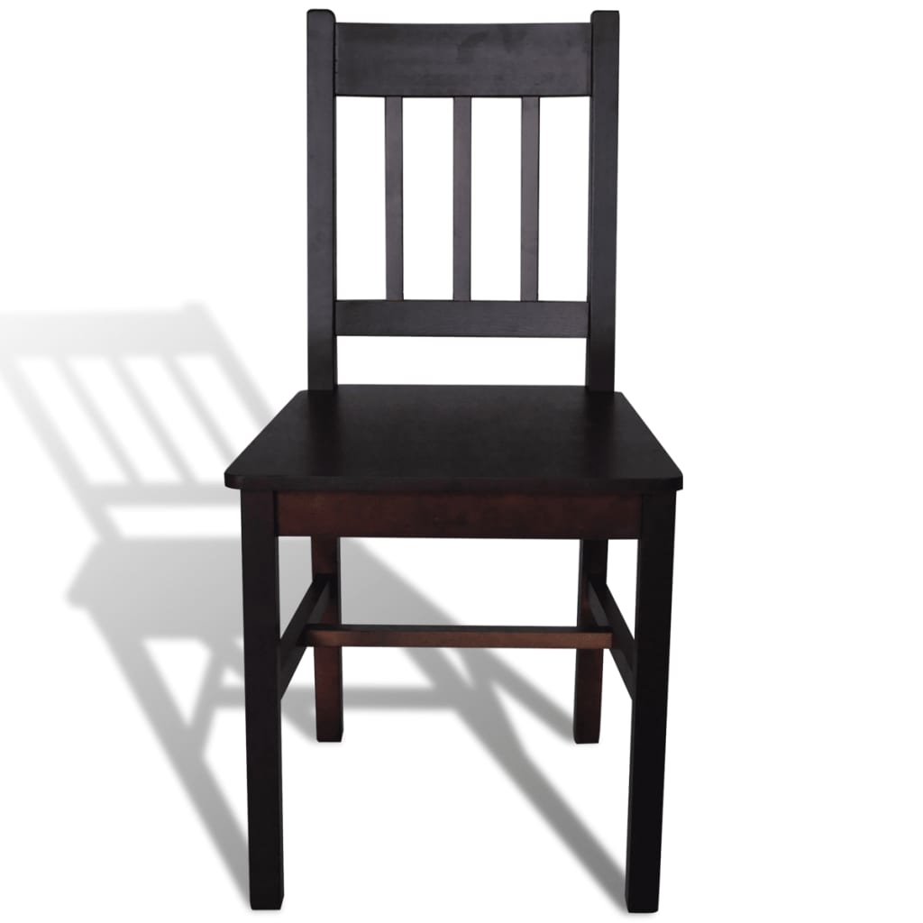 Eetkamerstoelen Grenenhout 2 Donkerbruin