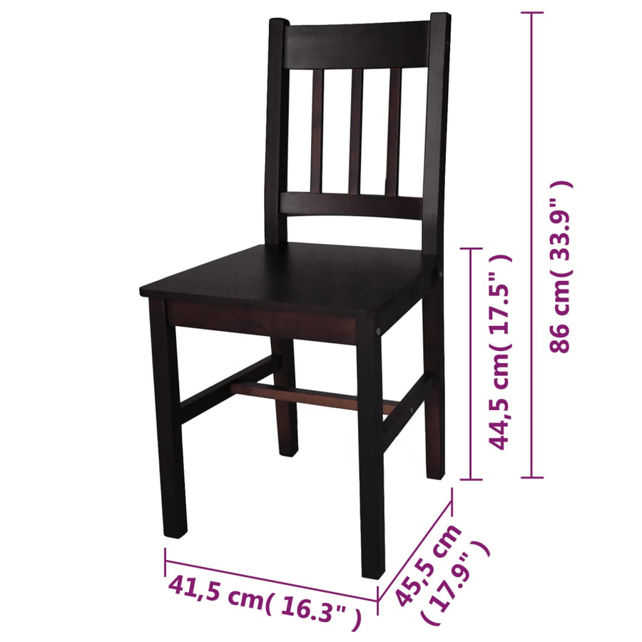 Eetkamerstoelen Grenenhout 2 Donkerbruin