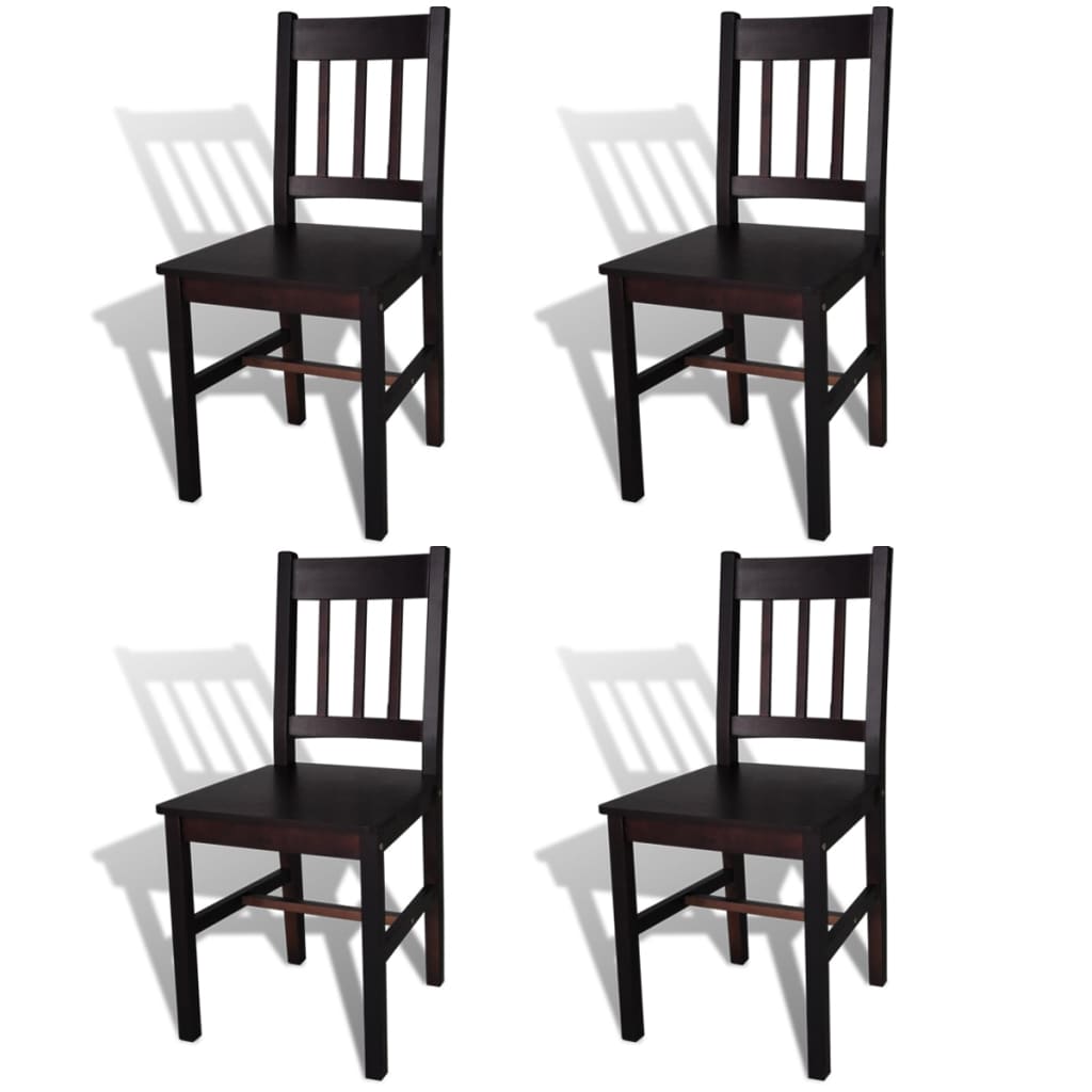 Eetkamerstoelen Grenenhout 4 Donkerbruin