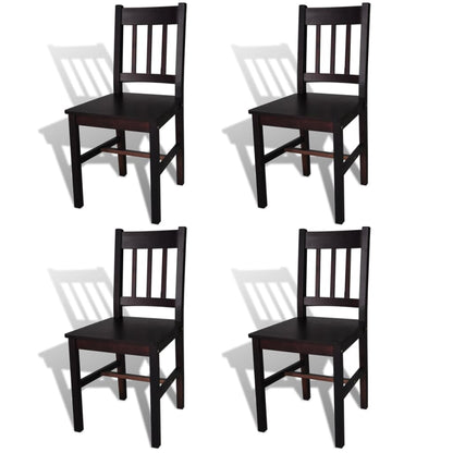 Eetkamerstoelen Grenenhout 4 Donkerbruin
