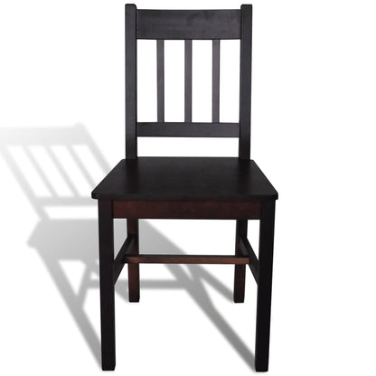 Eetkamerstoelen Grenenhout 4 Donkerbruin